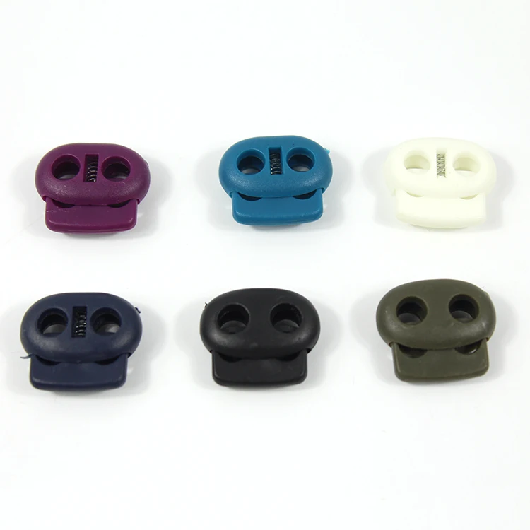 Drawstring spring two holes toggle pignose plastic cord stopper