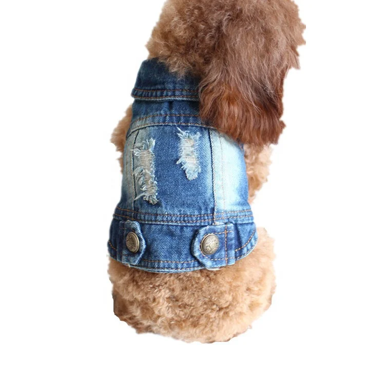

Classic small medium pet puppy clothes dog denim vest pet jeans, Blue
