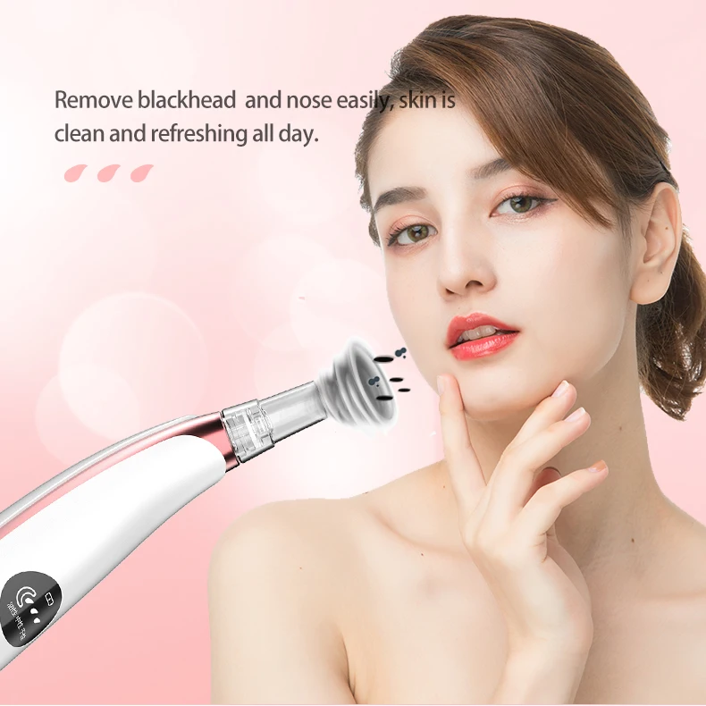 

Blackhead Vacuum Remover Pore Electric Acne Removal Microdermabrasion Machine Pimple Cleaner Extractor Tool Facial Rechargeable, White