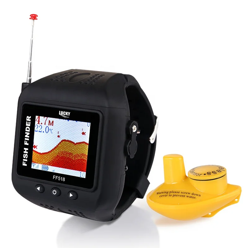 

Lucky FF518 RU Watch Type Sonar Fish Finder Russian Version Sonar Wireless / clock Colored Display with RU EN User Manual, Black