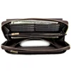Men long fur purse wallet genuine leather phone wallet case with power bank