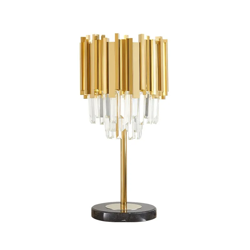 

2021 Modern creative style luxury golden crystal art design LED bedside table lamp luxury decoration for living room bedroom