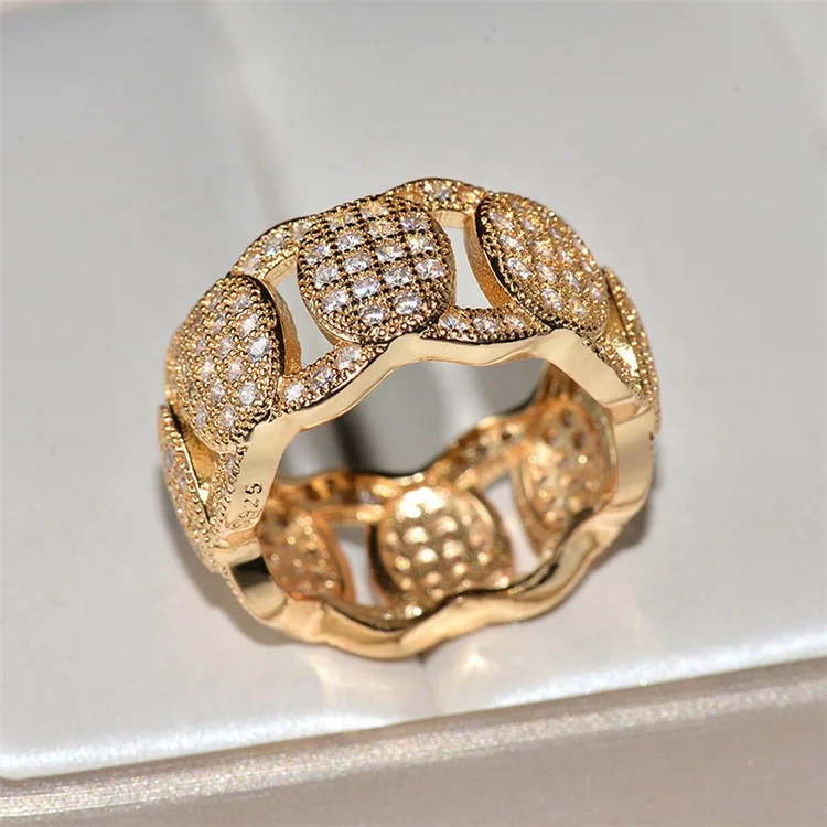 

Luxury Brand Full CZ Gold Silver Color Wave Rings for women Big size 8-13 High quality Engagement Wedding ring party jewelry