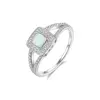 CZCITY Genuine 925 Sterling Silver Big Rings for Women Engagement Wedding Fine Jewelry Round Fire Opal Bypass Bague Femme