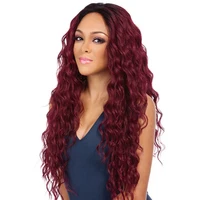 

Black to Burgundy Ombre hair Synthetic Hair Long kinky curly Wig for Women Cosplay Wigs Party Hair