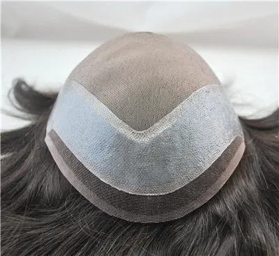 

Stock human hair system natural black mono toupee for men