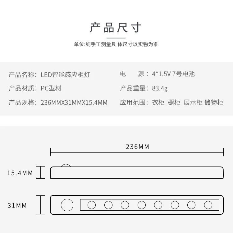 
Wardrobe PIR LED Portable Wireless Operated LED Closet Night Light Under Cabinet Lighting Motion Sensor Light 