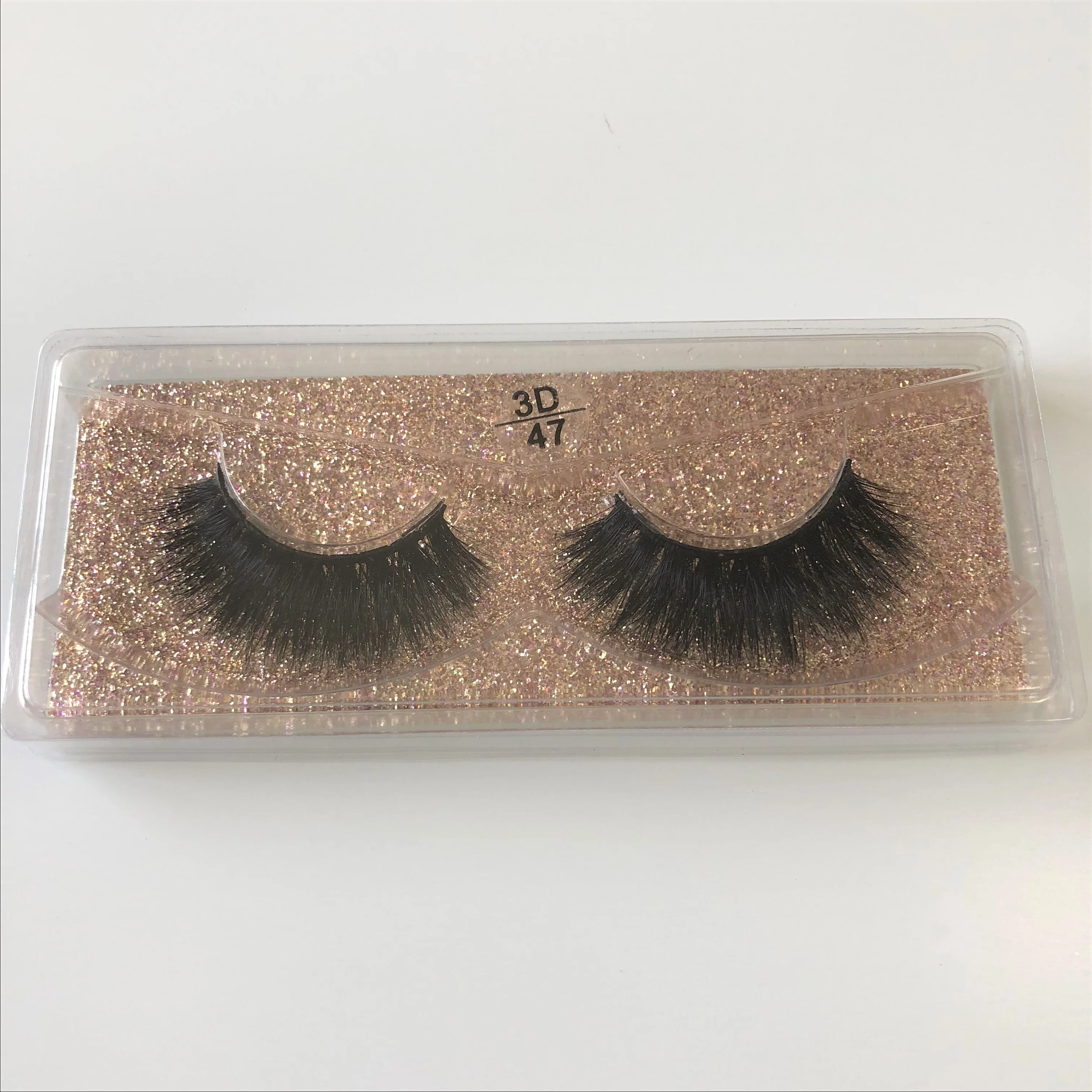 

Luxury mink lash soft mink eyelash 3D mink eyelash strip with Rose gold eyelash packaging box, Black