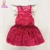 Fashion soft cotton lining baby shoulder lace wing romper girls clothes girl hot pink lace floral tutu romper