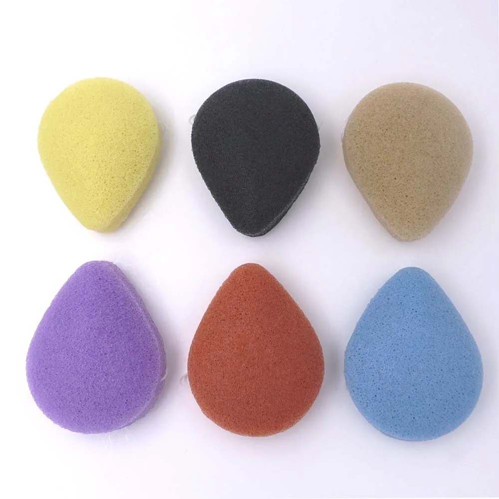 

Wholesale Droplet shape Konjac exfoliating Sponge with Natural Vegetable Fiber, White/rose/lavender/aloe green/bamboo charcoal/red clay