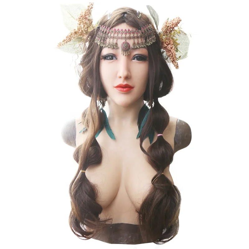 

New Realistic Silicone Female mask with breast forms E cup For Crossdresser