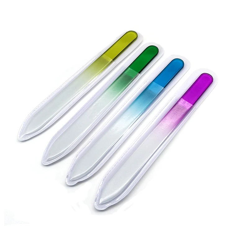 

Baby Mini Nail File Crystal Color Glass Buffer Durable Pro Polishing Tool nail file plastic case, As pictures shown