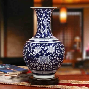 Image of High quality blue and white chinese antique porcelain large flower vases for indoor and collection