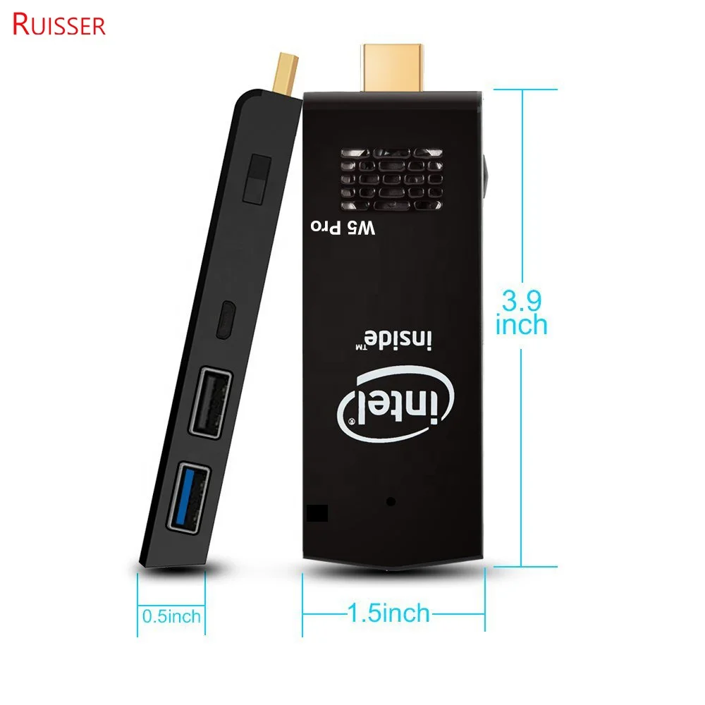 

2019 hot W5 pro MINI PC Intel 2GB/32GB Support Windows 10 TV stick Smart Mini PC Intel Z8350 computer Stick, Black