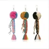 2019 Summer Natural Shell With Wood Bead Pompom Keyring Vintage Silver Boho Jewelry Keychain For Women Bag Purse Handbag
