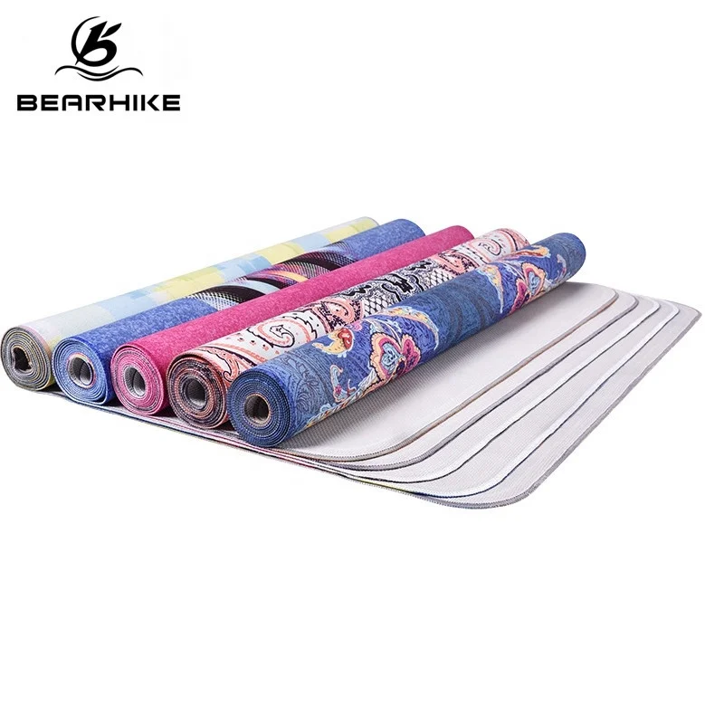 

2019 new style microfiber yoga mat with emulsion bottom unique pure natural rubber yoga mat, Custom