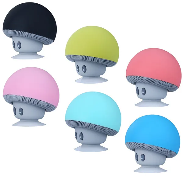 

Cute Portable Mushrooms Sucker Waterproof wireless Mini wireless speaker 2019, Blue red black, etc.