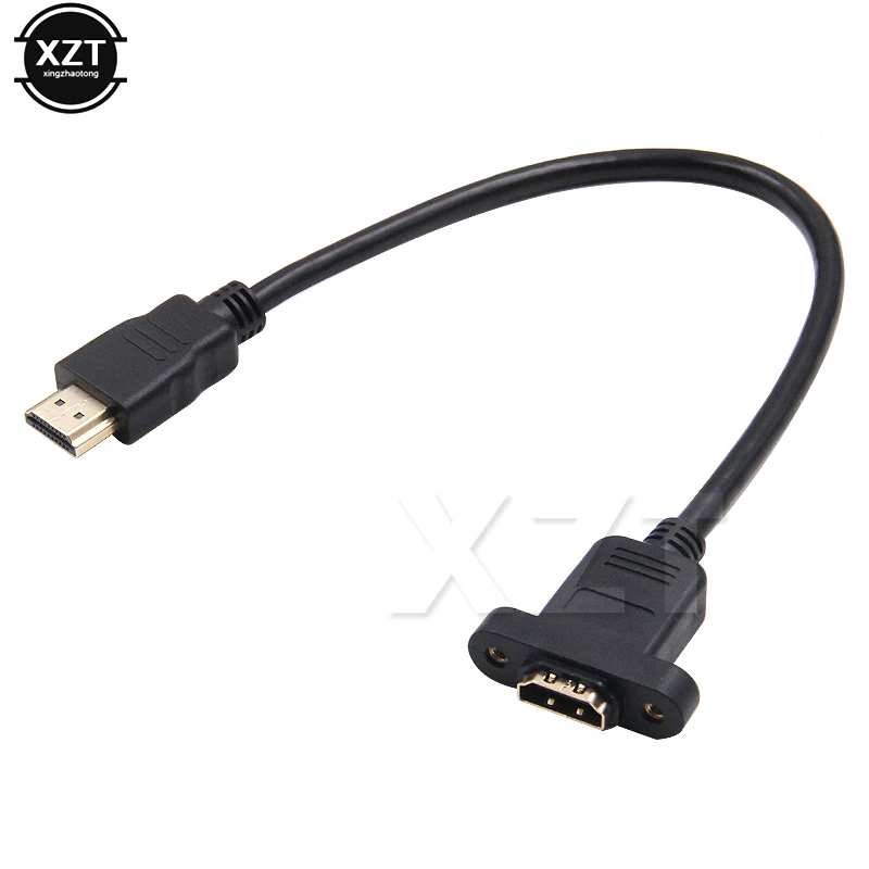 

Original 30cm Gold Plated HDMI Extension Cable Male to Female With Screw Panel V1.4 HD 1080P For PSP HDTV, Black