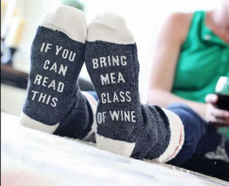 

Custom wine socks If You can read this Socks autumn spring fall 2019 new Dobby Graffiti text street socks, As picture