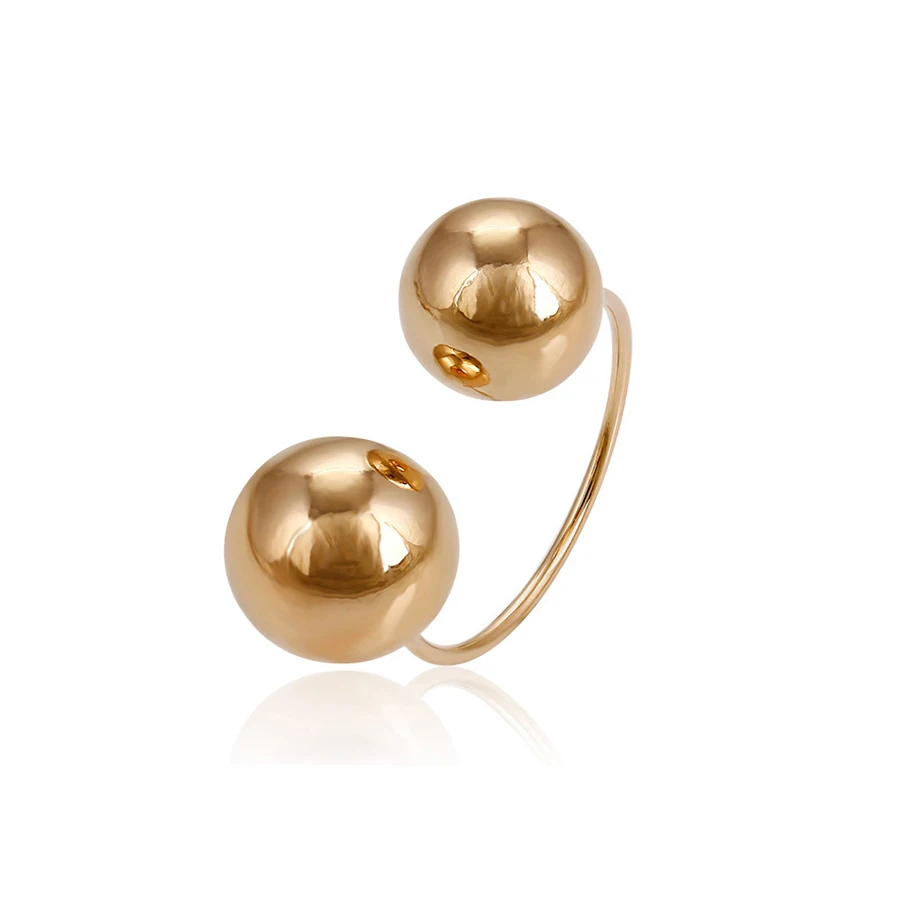 

14908 Hot sale simple design ladies jewelry plain stylish beads gold plated finger ring