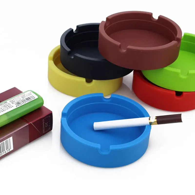 

High Quality Reusable Round Shape Silicone Ashtray, Yellow,green,blue ,black, red