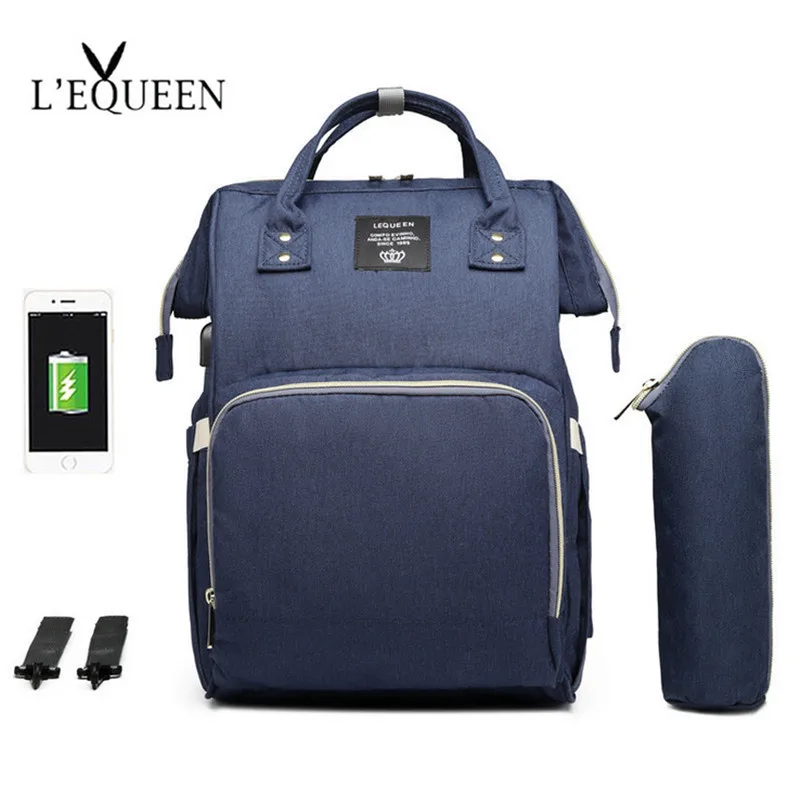 

Lequeen Waterproof USB Interface bolsa maternidade Baby Diaper backpack For Travel Backpack bags, As photos