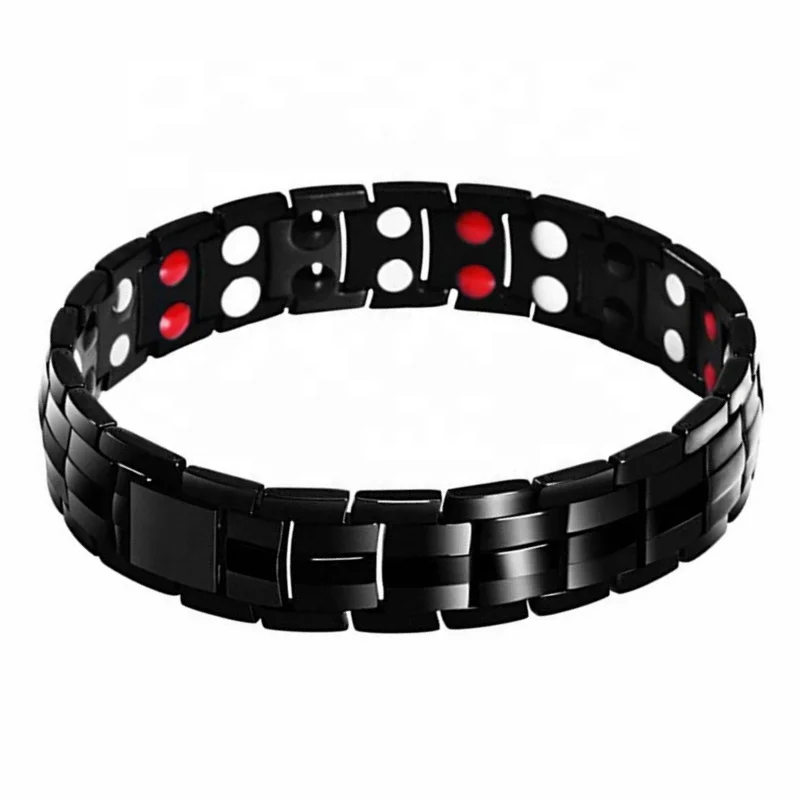 

15MM Mens Elegant Magnetic Bracelets Titanium Therapy Bracelets Relief Carpal Tunnel Double Row 4 Element