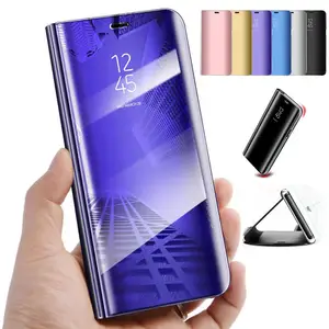 Clear View Mirror Flip Stand Case Huawei Phones