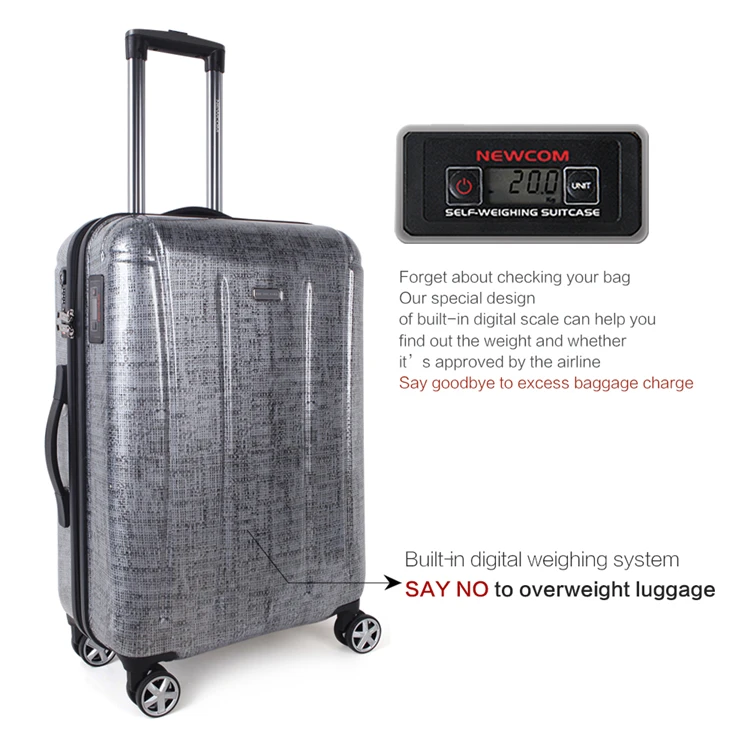 

TSA lock Intelligent Weighting carry on luggage suitcase PC luggage trolley bags, Red,gray(support customized)