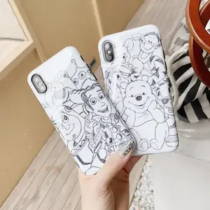 Anime cartoon cute hand-drawn sketch Disneys cover case for iPhone X XR XS Max glossy soft IMD back cover for 8 7 6 6splus coque