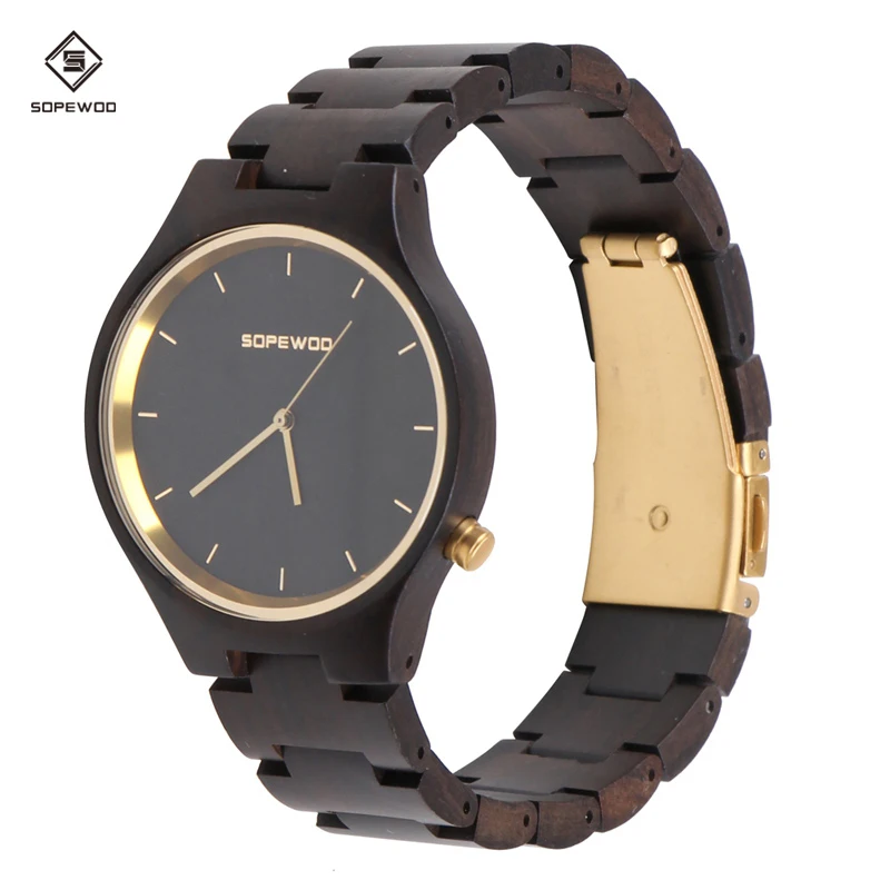 

2018 Unisex Wrist Watch made of natural Black Sandal Wood Fashion Quartz Wrist Watch, Bamboo;maple;teak;walnut;violet;red/green/black sandal wood;etc