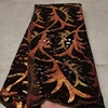 GORGEOUS SEQUINS ON VELVET LASER CUT LACE COFFEE BROWN/BURNT ORANGE