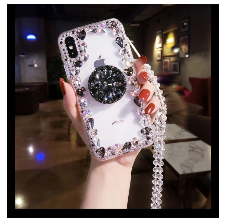 
Fashionable diamond phone case good quality bright and attractive shiny phone case with phone holder 
