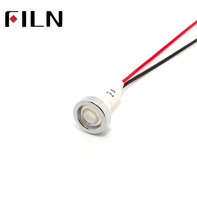 
FILN10mm red yellow blue green white 12v 220v 24v led plastic indicatorl signal light pilot lamp with 20cm cable 