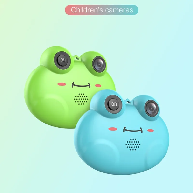 

1.54 Inch IPS Display Mini Kids Toy Camera 720P Frog Cartoon Children Digital Video Camera For Kids, Pink green blue