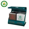 Public green iron 2 compartment recycling garbage bin waste bin trash bin