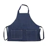 Custom Made Work Uniform Denim Chef Cooking Kitchen Apron Bar Apron With 2 Pockets