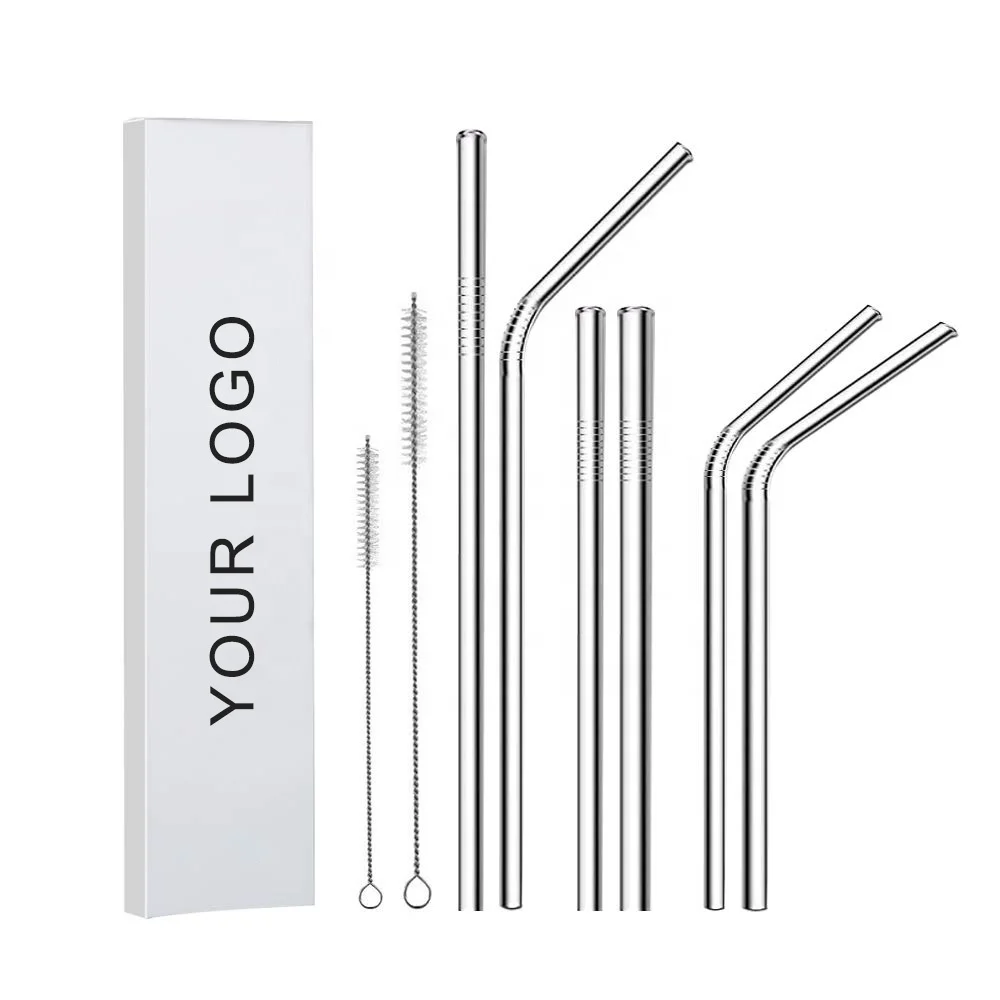 

Svin Reusable Stainless Steel Straws Eco-friendly & BPA Free with Anti-Scratch Tips Wide Mouth Drinking Metal Straws, Silver