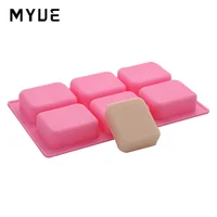 

Hand-made soap mould with six holes and rectangular square block produces about 90 grams of soap 7.2*5.8*2.8CM