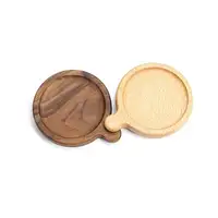 

OEM Factory Price Wholesale High Quality bamboo blank round wood drink cup mat coasters with handle