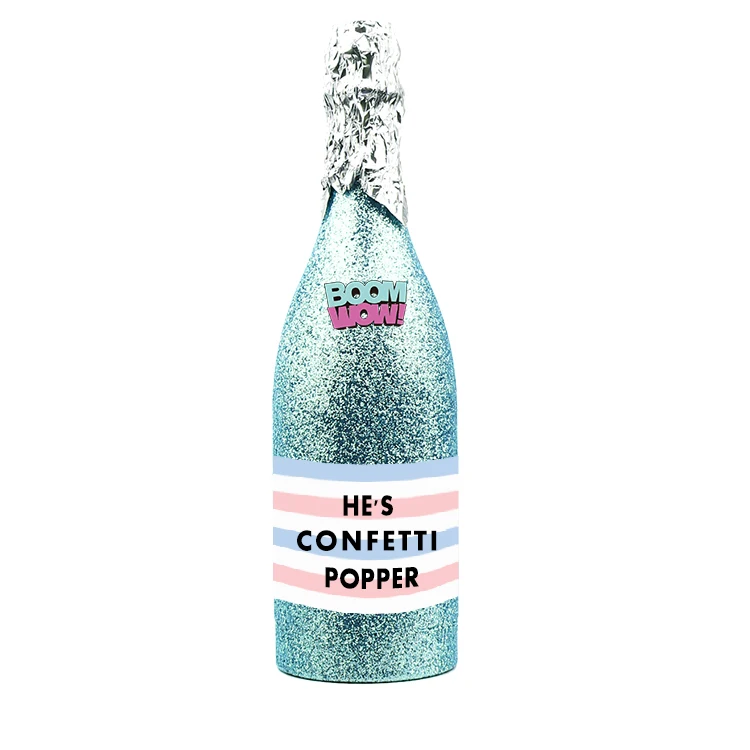 
Boomwow Hot Sale Baby Announcement Party Ideas Gender Reveal Black Champagne Bottle Shape Confetti Cannon 