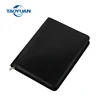 Office simple black endurable leather portfolio with card holders and pen loop notepad tablet sleeve