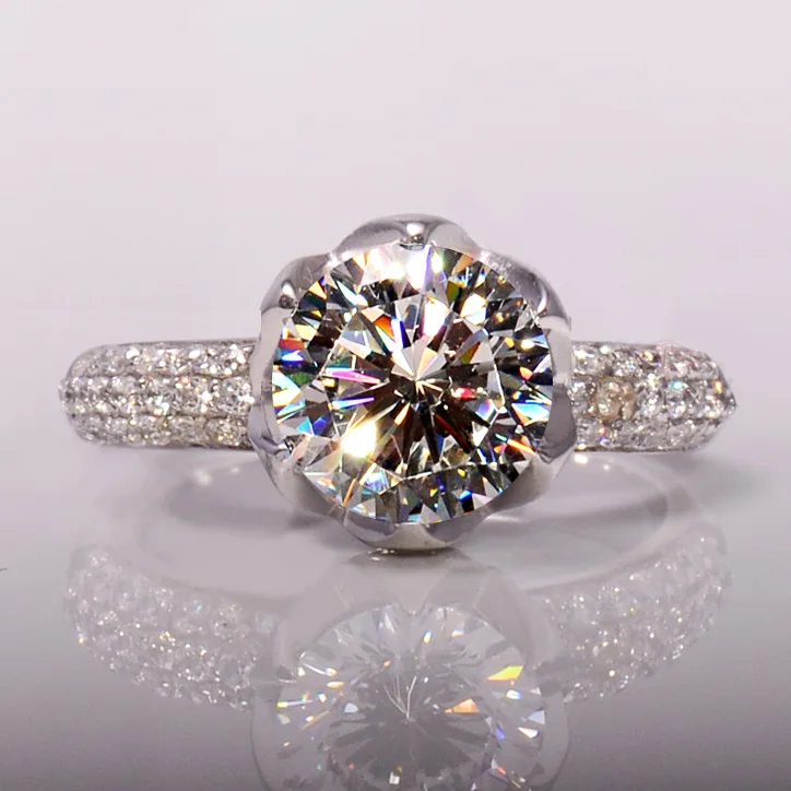 

Luxury Female Crystal Zircon Stone Ring Cute Flower Finger Ring Wedding Band Promise Engagement Rings For Women