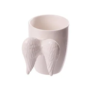 Image of Ceramic mug with angel With Gold Wings Handle White