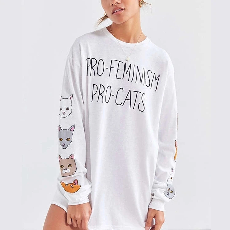 

OEM Design Oversized Hot-Selling Cute Cat Printing Women T-Shirt, Customized