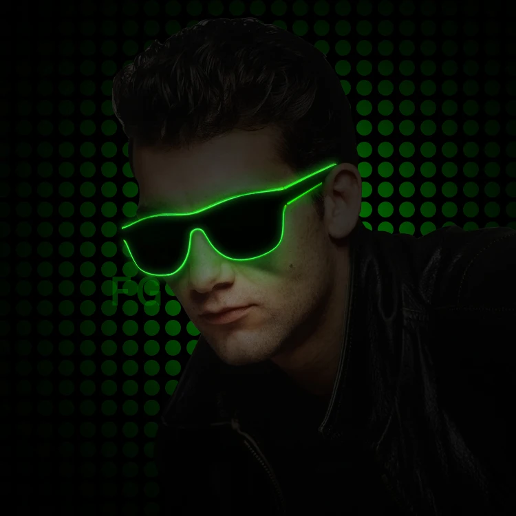 Wholesale Neon LED Sunglasses Flashing EL Wire Crazy Big Party Glasses Diwali Ramadan Graduation Thanksgiving Christmas