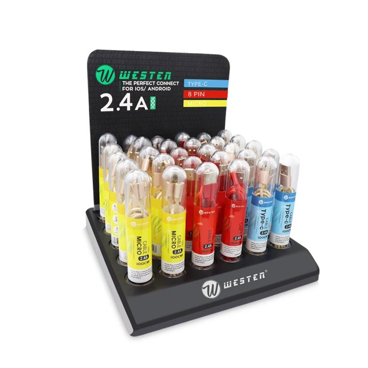 
nylon braided display tube packing universal usb fast data charger cable set for iPhone type c micro phone accessories 