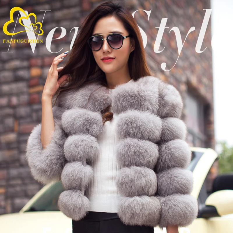 New imitation fur coat Slim short fox fur stitching factory direct