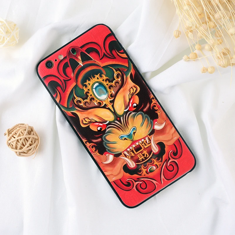 

ETIE Print classical Chinese style BraveTroop Protective phone decoration accessories Emboss Printed Cell Phone Case for iphone