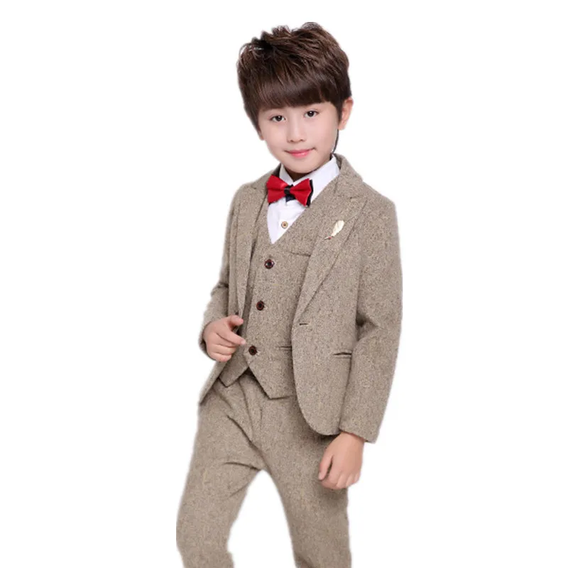 

Boys Formal Suits For Weddings Kids Performance Party Blazer Vest Pants shirt 4pcs Tuxedo Clothing Set Child Gentleman Costume, As picture